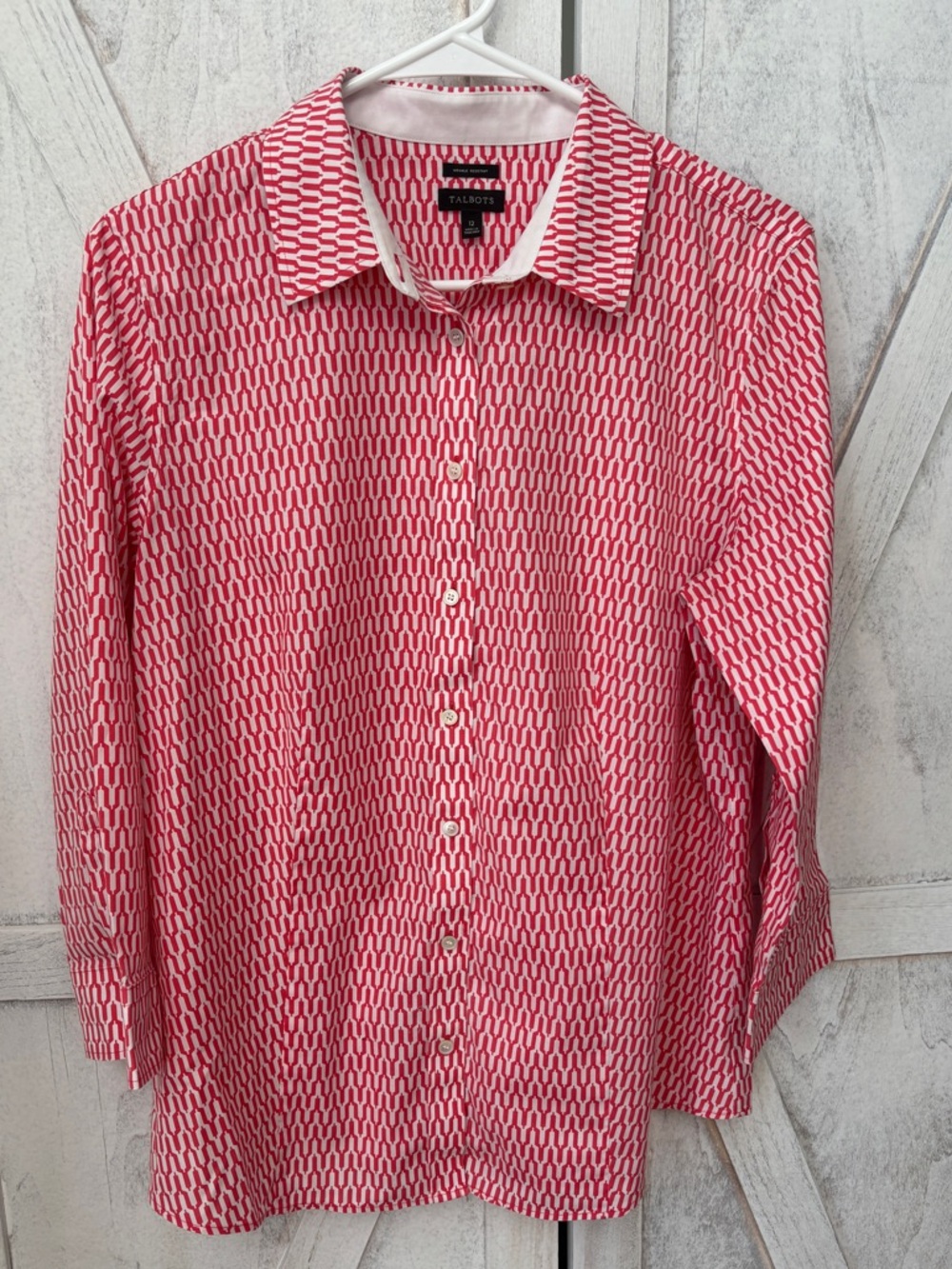 Talbots Wrinkle Resistant Top Women’s Size 12 Geometric Office Quiet Luxury